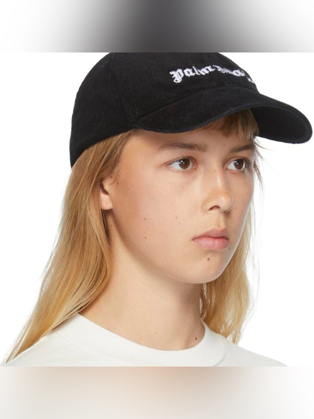 Palm Angels Black Corduroy Hat with White Label